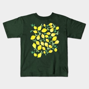 Whimsical Lemon Scatter Pattern - Hand Painted Watercolor Kids T-Shirt